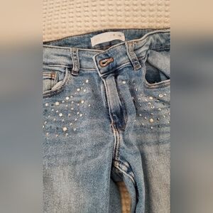 Zara Blue Embellished Jeans For Girls